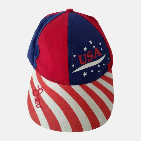 Vintage 2000s USA Red White and Blue Adjustable Womans Cotton Cap - Picture 7 of 13